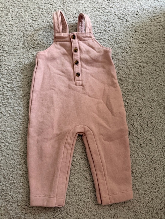 Old Navy Other - Old Navy Baby Pink Fleece Overalls 6-12 Months Toddler Winter Romper